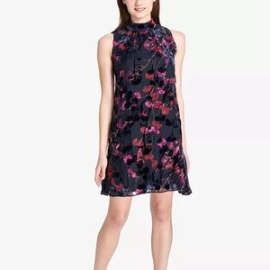 Tommy Hilfiger Mock-Neck Floral Velvet Burnout Dress